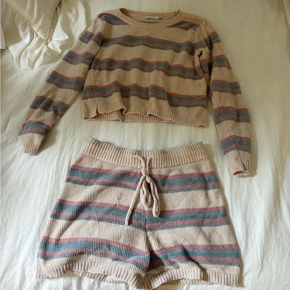 Lush Ivory Striped Sweater Set
